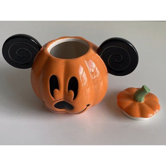 Disney Mickey Mouse Halloween Jack-O’-Lantern Pumpkin Ceramic Cookie Jar NEW - Picture 9 of 9
